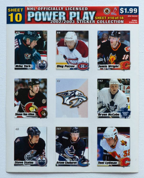 2002 Power Play Canada Stickers Panel #10