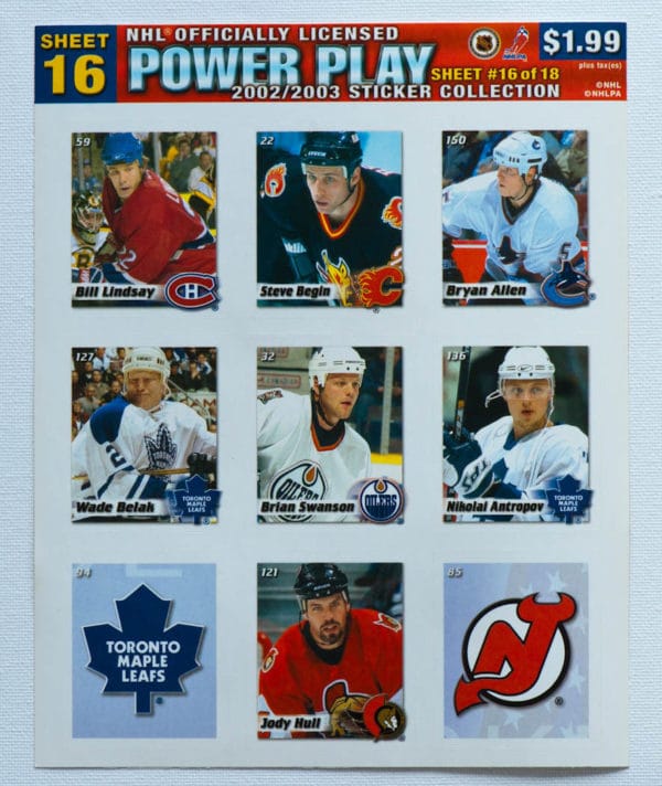 2002 Power Play Canada Stickers Panel #16