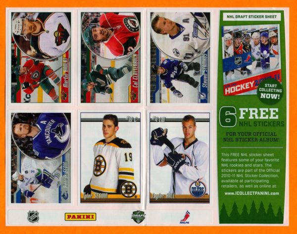 2010-11 Taylor Hall Tyler Seguin Panini NHL Pre-Rookie Promo Sticker Panel