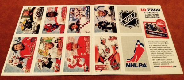 2011-12 Album Issue Panini Sticker Promo Sheet Hockey NHL