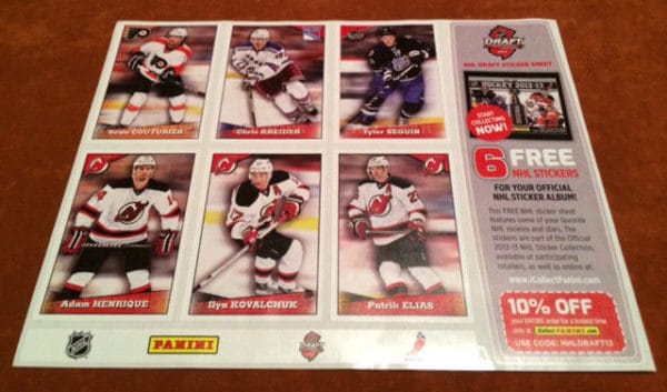 2012-13 Devils Regional Sticker Promo Sheet Hockey NHL Entry Draft