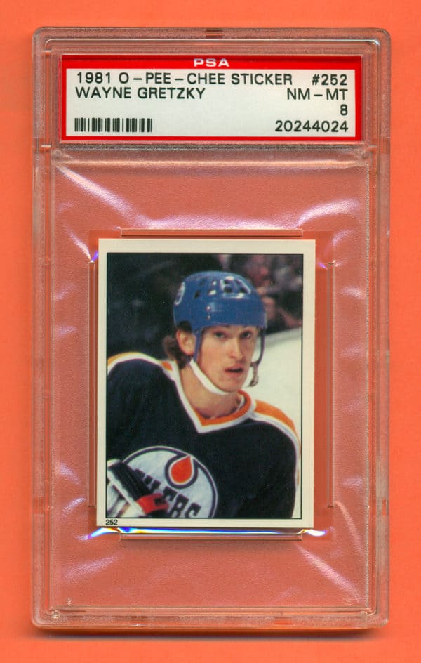 PSA 8- 1981 O-Pee-Chee #252 Sticker Edmonton