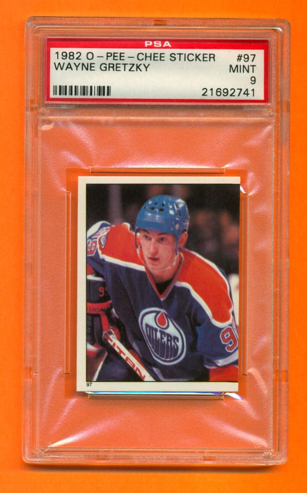 PSA 9- 1982 O-Pee-Chee #97 Sticker Edmonton