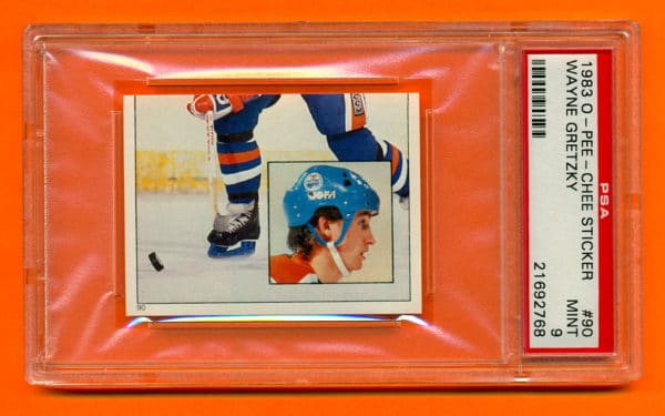 PSA 9- 1983 O-Pee-Chee #90 Sticker Edmonton