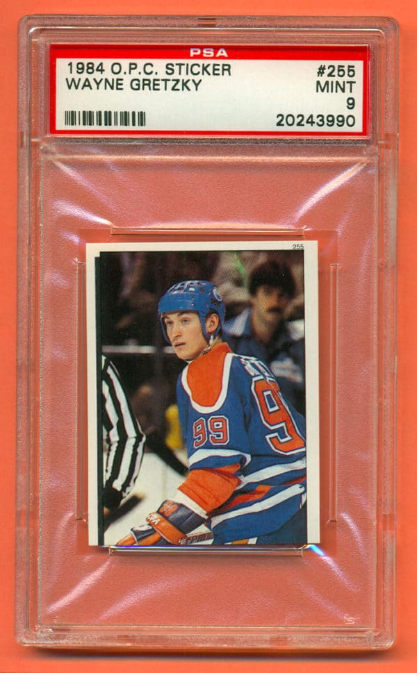 PSA 9- 1984 O-Pee-Chee #255 Sticker Edmonton