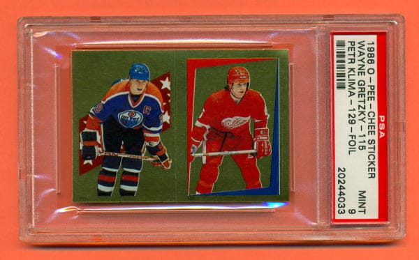 PSA 9- 1986 O-Pee-Chee #115 Sticker Edmonton