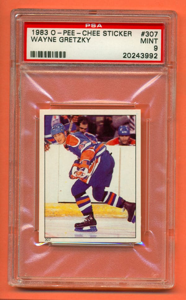 PSA 9- 1983 O-Pee-Chee #307 Sticker Edmonton