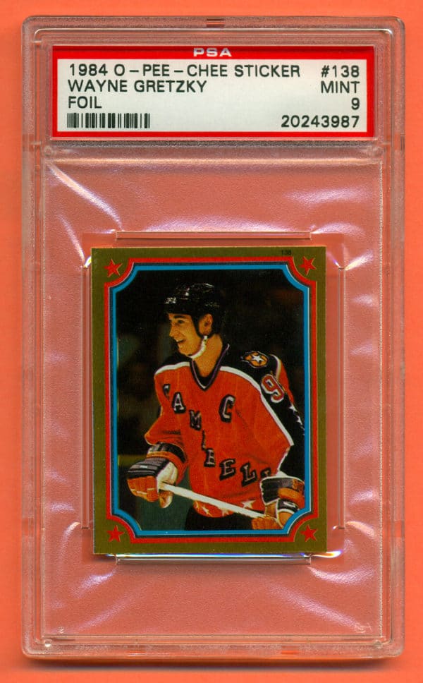 PSA 9- 1984 O-Pee-Chee #138 Sticker Edmonton