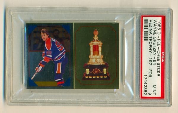 PSA 9- 1985 O-Pee-Chee #54 Sticker Edmonton