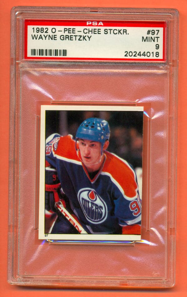 PSA 9- 1982 O-Pee-Chee #97 Sticker Edmonton