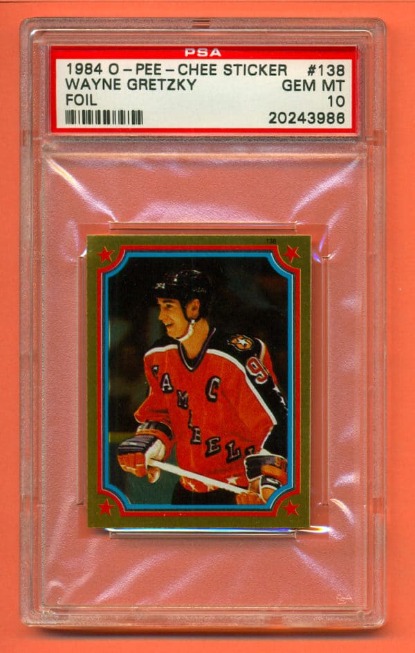 PSA 10- 1984 O-Pee-Chee #138 Foil Sticker Edmonton