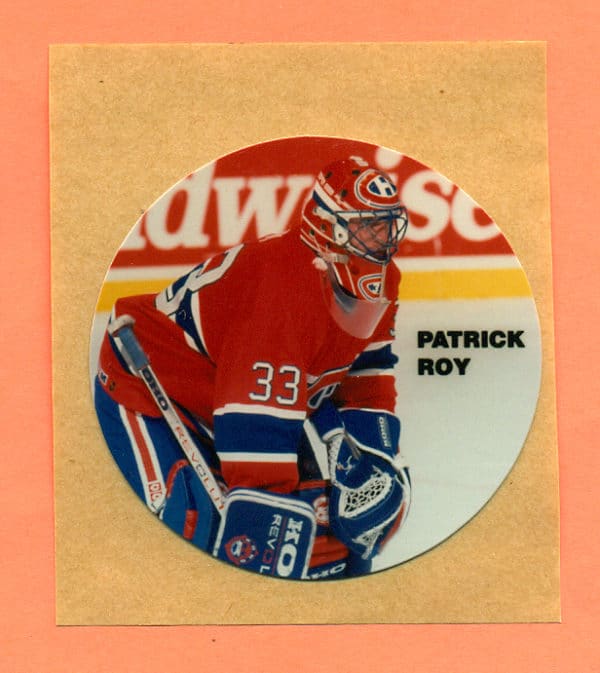 1993 Patrick Roy Oddball Canadiens Puck Sized Sticker