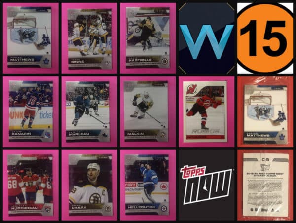 2019 Topps NOW Week 15- (Auston Matthews Top) 10 Sticker Sealed Cellophane (CHASE Jack Hughes C-5 showing) package (1 of 318)