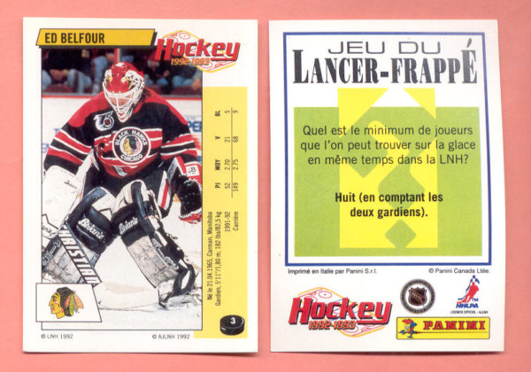 1992 PANINI French #3-Ed Belfour