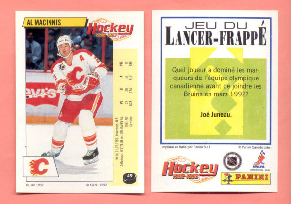 1992 PANINI French #49-Al MacInnis