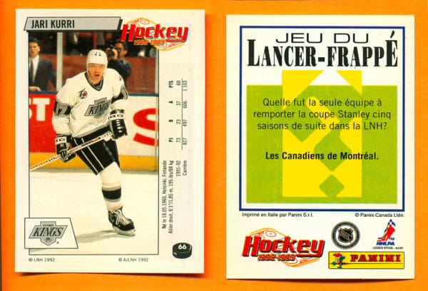 1992 PANINI French #66-Jari Kurri