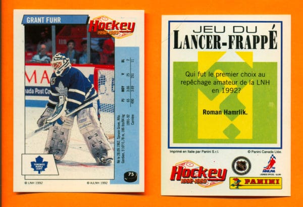 1992 PANINI French #75-Grant Fuhr