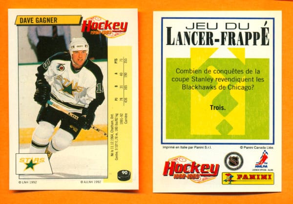 1992 PANINI French #90-Dave Gagner