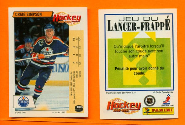 1992 PANINI French #102-Craig Simpson