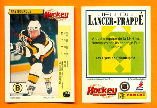 1992 PANINI French #144-Ray Bourque