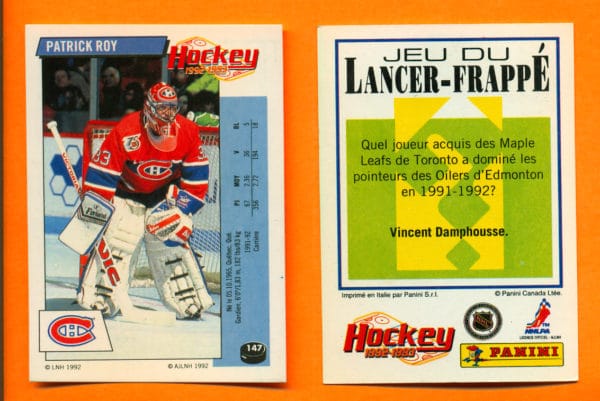 1992 PANINI French #147-Patrick Roy