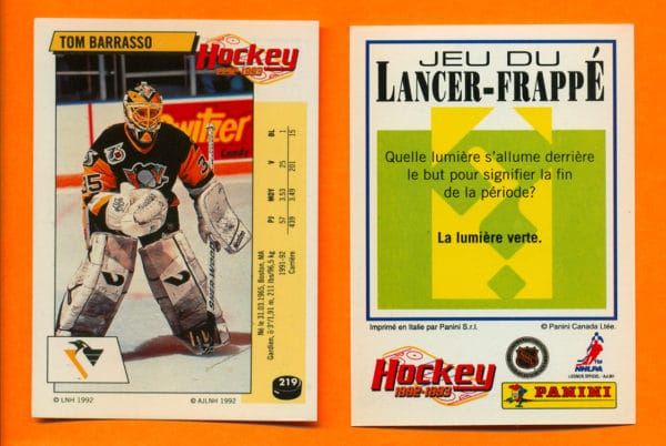 1992 PANINI French #219-Tom Barrasso