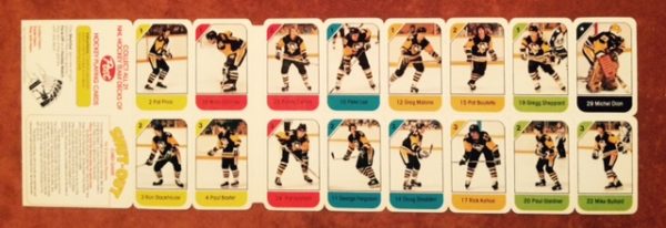 1982 Post Cereal NHL Mini Card Flat Panel Pittsburgh Penguins