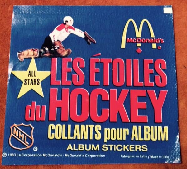 1982 Mcdonald's Quebec Unopened (with 4 stickers inside) NHL sticker pack