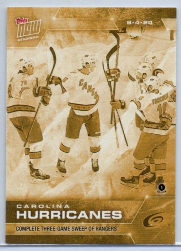 2020 PLAYOFFS TOPPS NOW Day 3 #SCP-12G Gold (back of pack proof) - Carolina Hurricanes est (1 of 6)