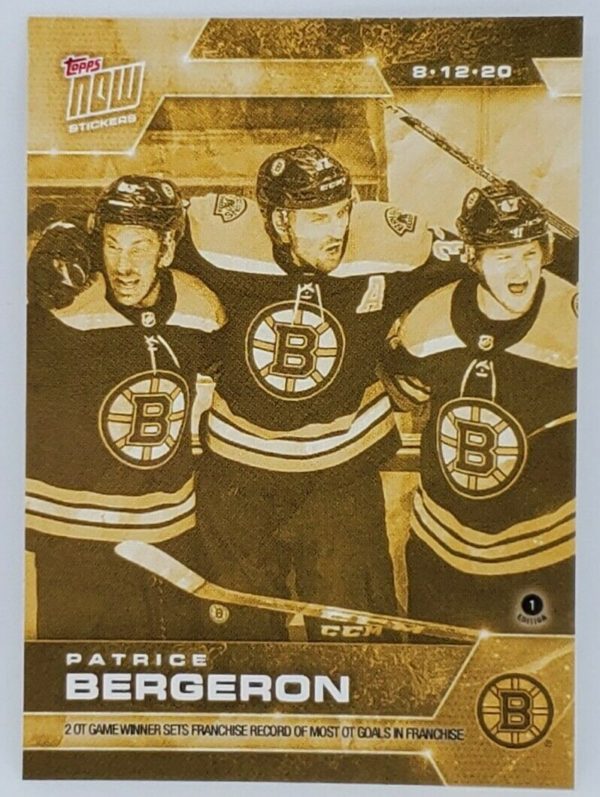 2020 PLAYOFFS TOPPS NOW Day 8 #SCP-46G Gold (picture proof) - Patrice Bergeron est (1 of 4)