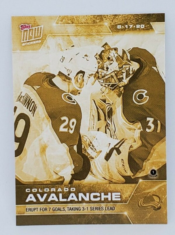 2020 PLAYOFFS TOPPS NOW Day 11 #SCP-72G Gold (back of pack proof) - Colorado Avalanche 2 est (1 of 4)