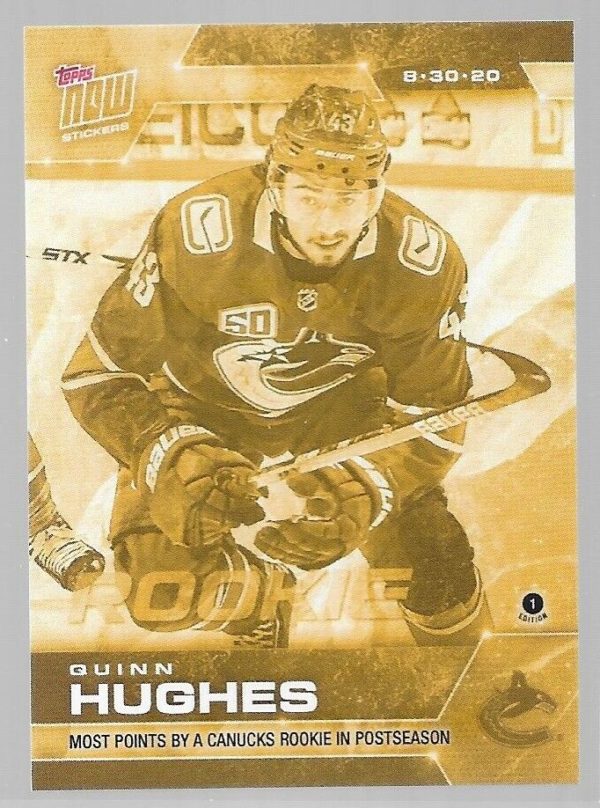 2020 PLAYOFFS TOPPS NOW Day 19 #SCP-125G Gold (picture proof) - Quinn Hughes 3 est (1 of 8)