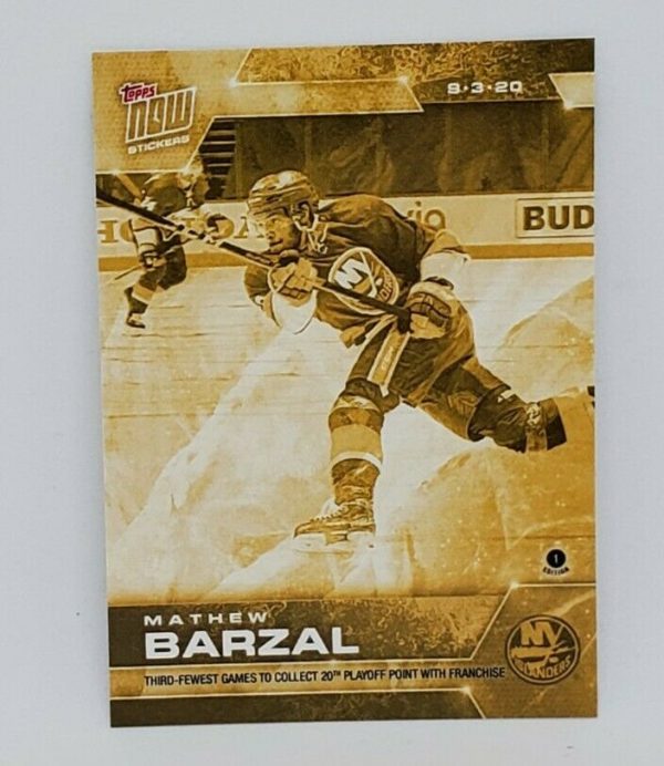 2020 PLAYOFFS TOPPS NOW Day 23 #SCP-144G Gold (back of pack proof) - Mathew Barzal 2 est (1 of 4)