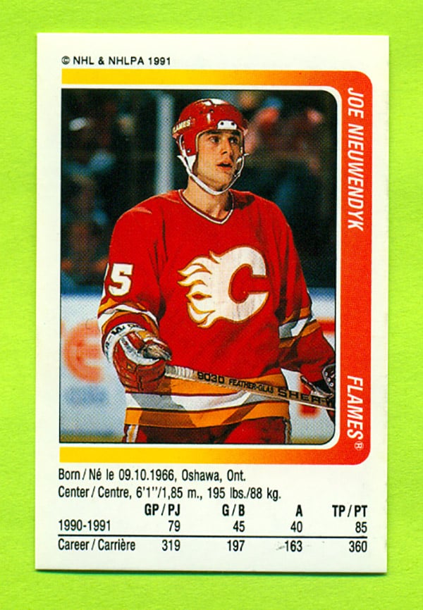 1991 PANINI #53-Joe Nieuwendyk - NHL Hockey Stickers