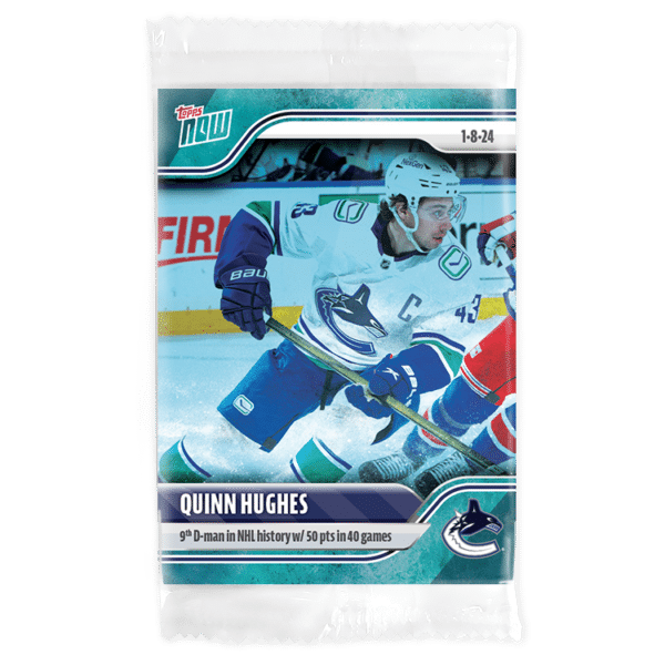 2023-24 TOPPS NOW /10 Blue Ice Parallel  #80- Quinn Hughes 3 (1 of 10)