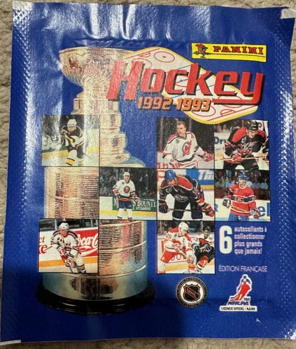 1992 FRENCH Holy Grail Panini Unopened (with 6 stickers inside) NHL sticker pack