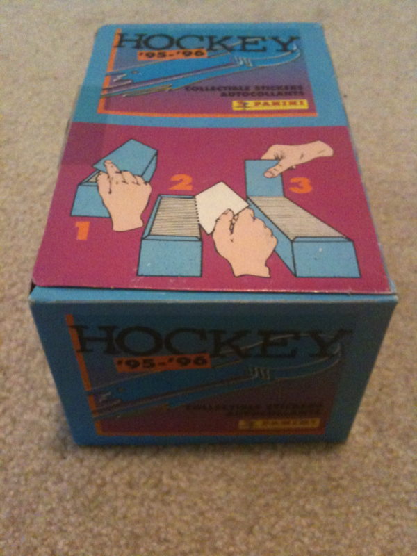 1995 Panini NHL Full Box of 100 Sticker Packages (600 stickers in box) (Never Opened)