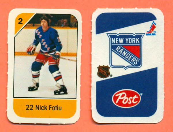 1982 Post Mini Cards #326-Nick Fotiu