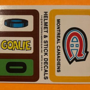 1979 Topps Hockey Insert Sticker Montreal Canadiens Goalie Version