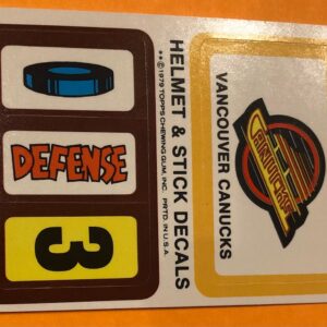 1979 Topps Hockey Insert Sticker Vancouver Canucks