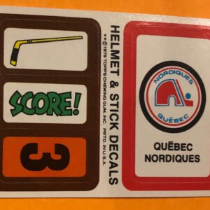1979 Topps Hockey Insert Sticker Quebec Nordiques