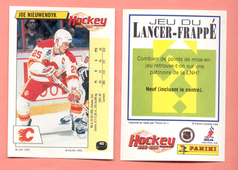1992 PANINI French #40-Joe Nieuwendyk