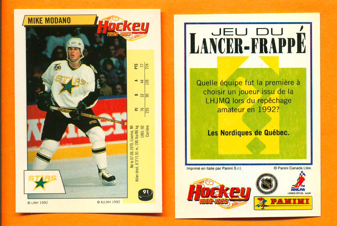 1992 PANINI French #91-Mike Modano