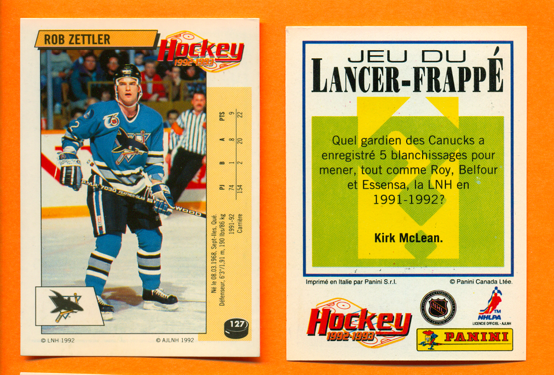 1992 PANINI French #127-Rob Zettler
