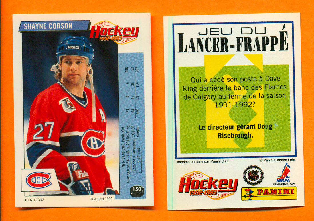 1992 PANINI French #150-Shayne Corson