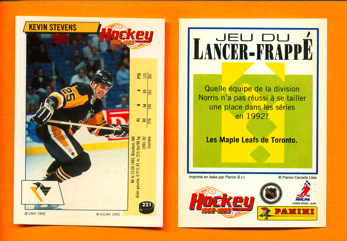 1992 PANINI French #221-Kevin Stevens