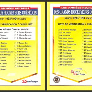 1993 PANINI Durivage #51- Checklist
