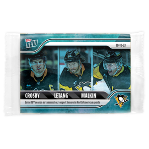 2023-24 TOPPS NOW /10 Blue Ice Parallel #2- Sidney Crosby/ Evgeni Malkin/ Kris Letang (1 of 10)