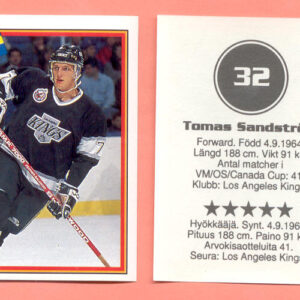 1993 Semic Sweden #32-Tomas Sandstrom