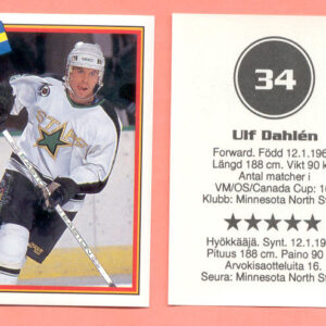 1993 Semic Sweden #34-Ulf Dahlen